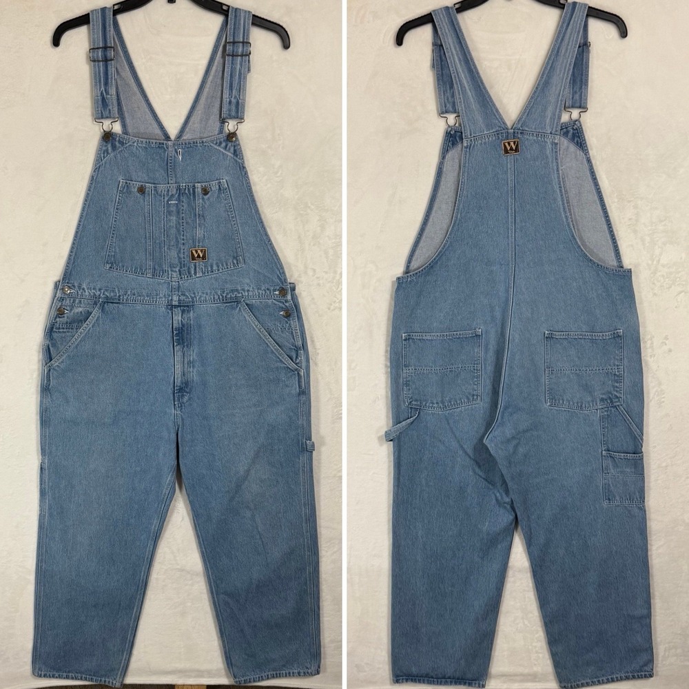Y2K Walls Denim Bib Overalls Size‎ 42 42x30 Work Farmer Ranch Baggy Utility VTG